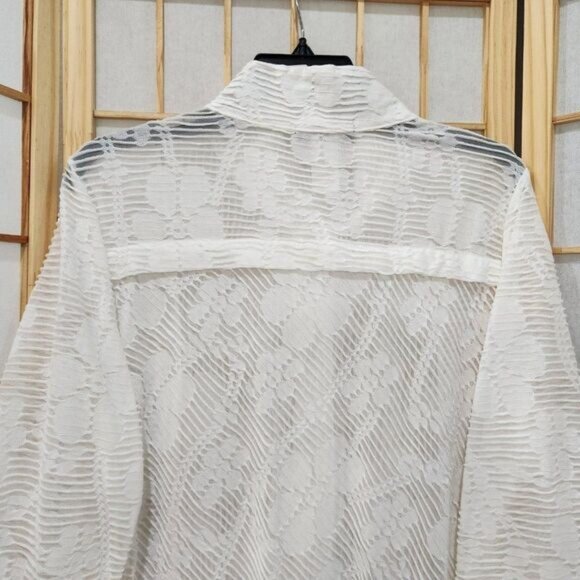 Moonlight Y&S Fashion Design Womens White Sheer Blouse Sz S - Picture 11 of 14